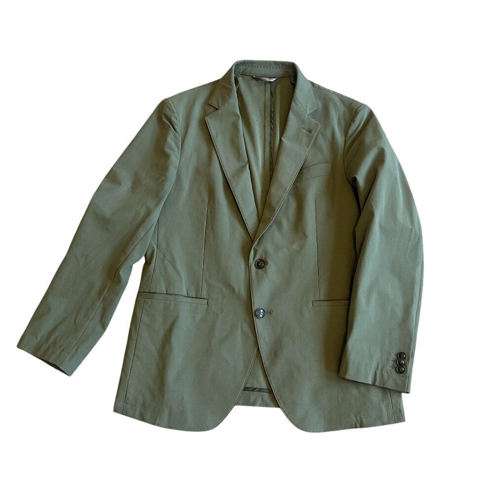 Sene Flex Tech Blazer Jacket Stretch Green Button-Down Custom Size Large Women's
